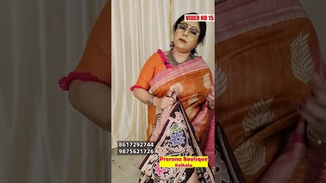 Prerona Boutique | Silk Sorutuli Batik & Zari Border Tussar | Puja Special Video 15
