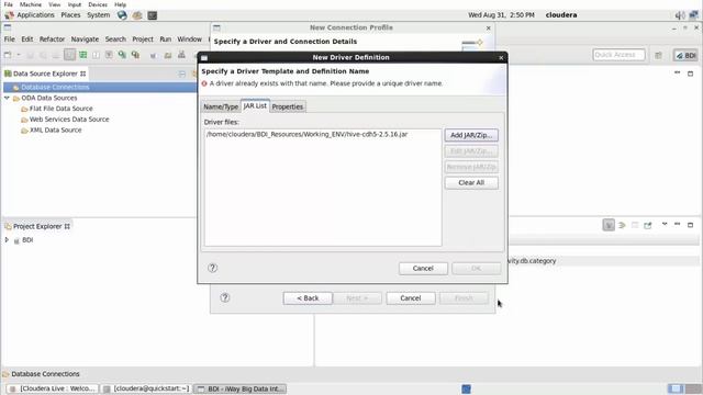 IWay Big Data Integrator: Configuring A Hive Database Connection