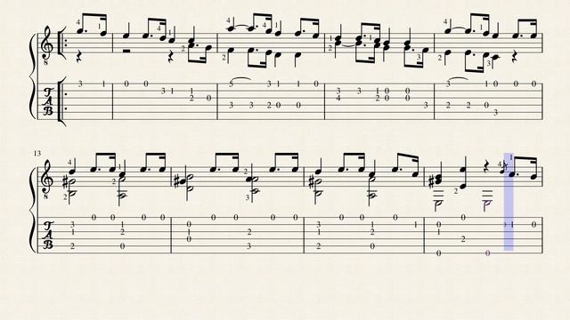 Etude n°14 op.35 - Fernando Sor (1778 - 1839) Tablature