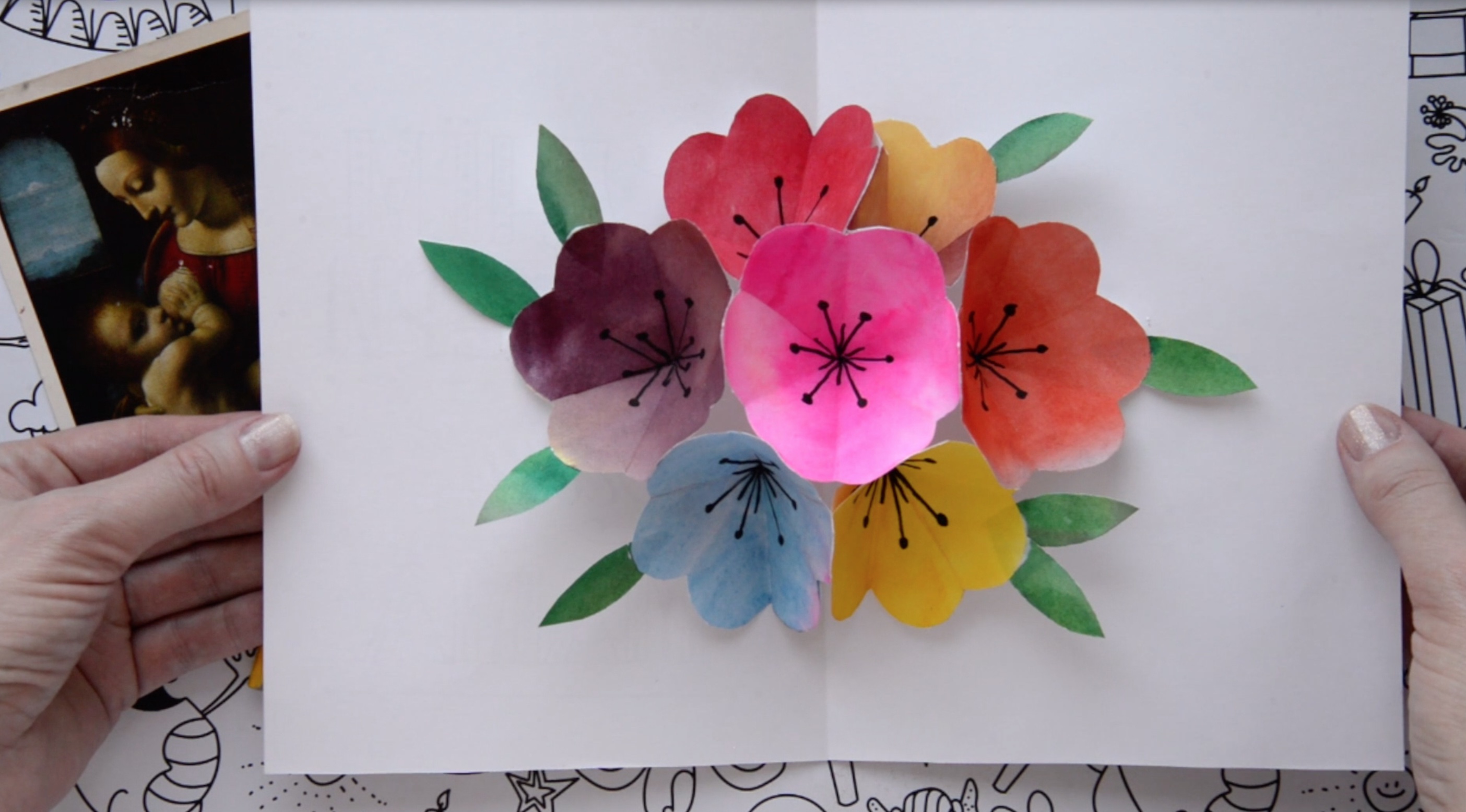 Как сделать 3 D открытку с цветами. Подарок ко днею матери маме.
