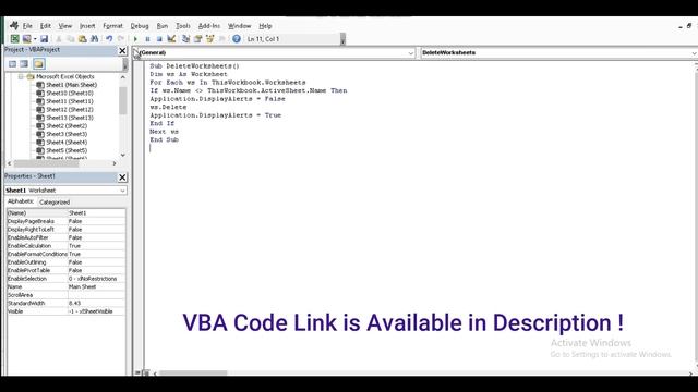 How to delete All worksheets Except Active Worksheet Quickly-VBA