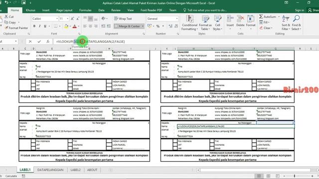 Cara Membuat Label Stiker Kiriman Online 4 in 1 Dengan Microsoft Excel
