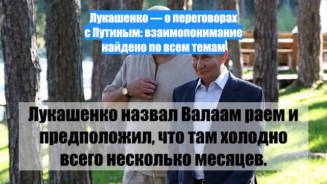 Лукашенко — о переговорах с Путиным: взаимопонимание найдено по всем темам