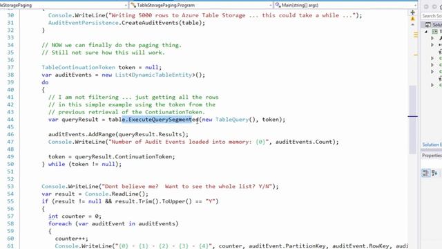 09 How Do I Page Entities from Azure Table Storage using Continuation Tokens