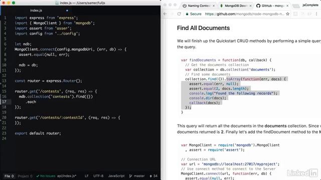 7.1 Reading data from MongoDB by Lynda.com