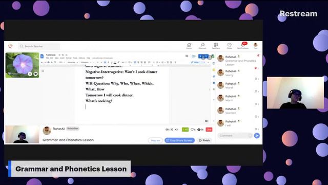 RahatAli's LiveStream from the Hallo App: Grammar and Phonetics Lesson
