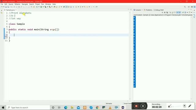 Print Alphabets | A - Z | 2 ways | ASCII value | Rudrapratap | basic java program | V#16