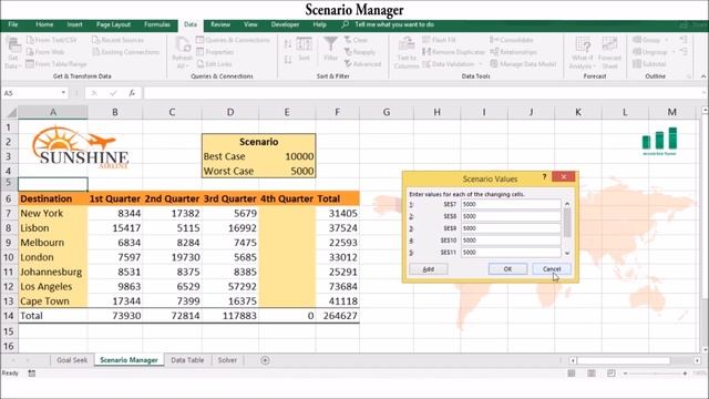 13. Excel Scenario Manager - Compare Data Sets