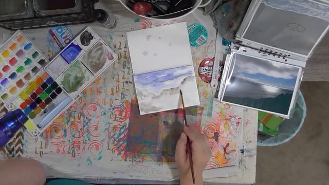 #lovesummerart - Day 3 - Watercolor Beachscape Postcard