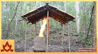 Примитивная технология: Навес с черепичной крышей и печь для обжига