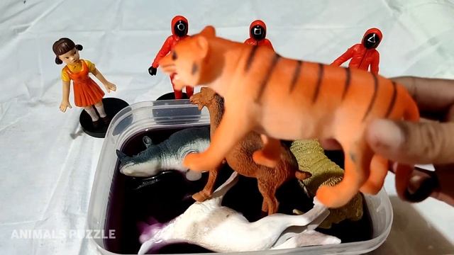 Учим диких животных на английском языке Тигр Коза лев Буффало Развивающие мультфильмы для детей