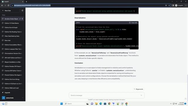 Serializing Drake objects with Python