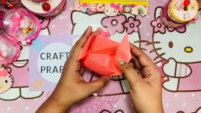 How To Make Hello kitty Origami Trash Bin DIY Origami Paper Waste Bin