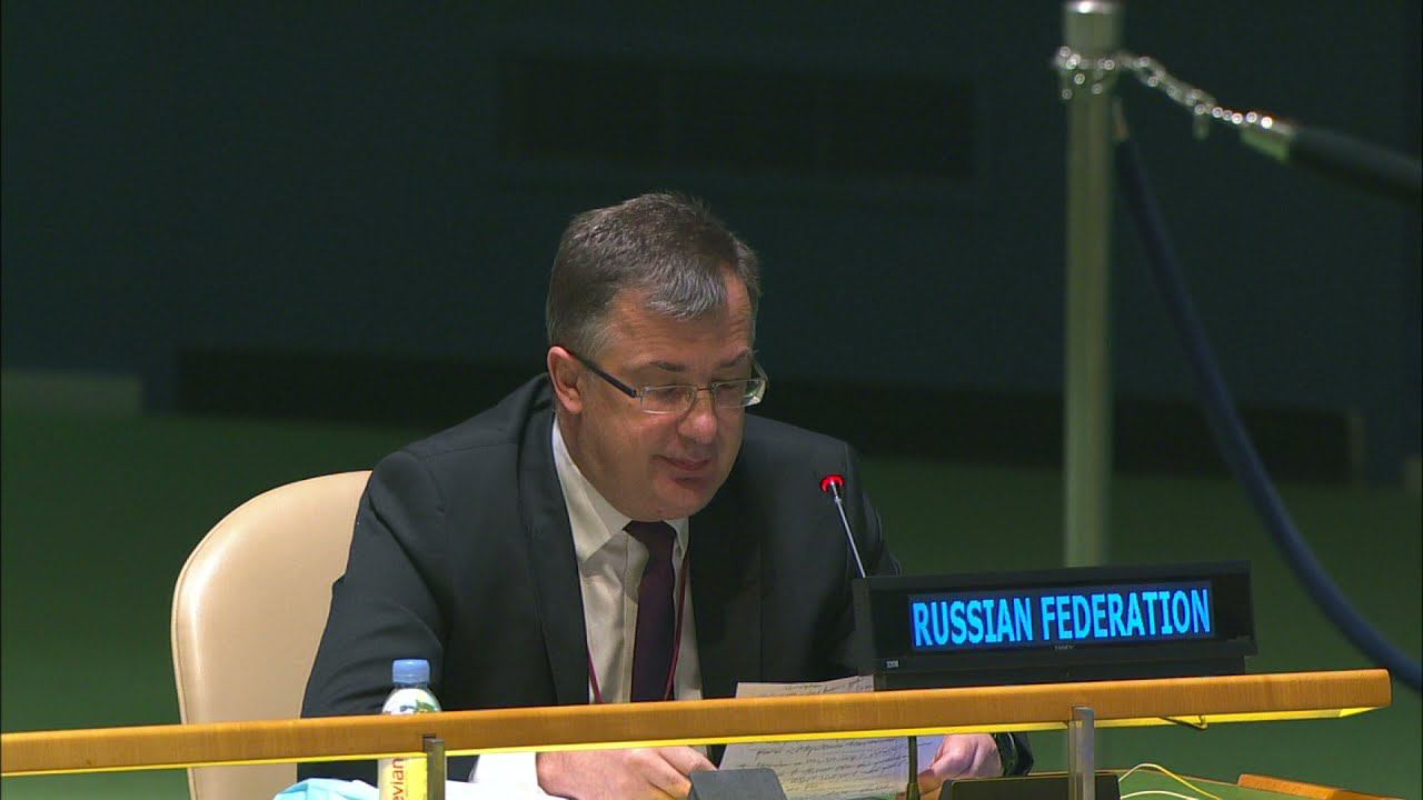 DPR Gennady Kuzmin during UNGA action on draft resolution A/75/L.99 on GUAM (put forward by Georgia)