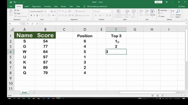 How to calculate students positions 1st, 2nd, 3rd upto nth in class with Excel/Index+Match