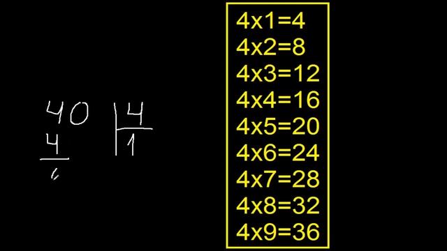 dividir 40 entre 4