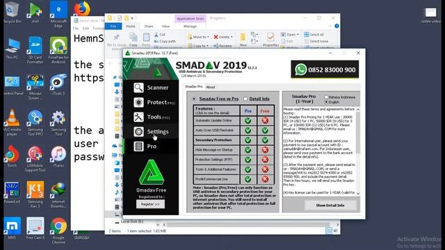 smadav antivirus with activation key 1000% work on windows 10 ,8,7