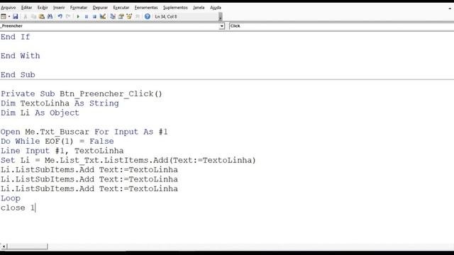 Abrir Arquivo TXT dentro do Listview - Programador Excel VBA