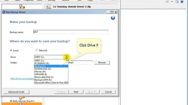 How to avoid long filenames when creating af backup with fBackup