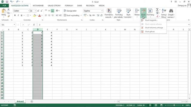Excel Kurs Podstawowy #20 Jak usunąć kolumnę (wiersz)