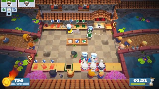 Overcooked 2 - Level 1-2 - 4 Stars - 4 Players co-op - Multiplayer - PS4