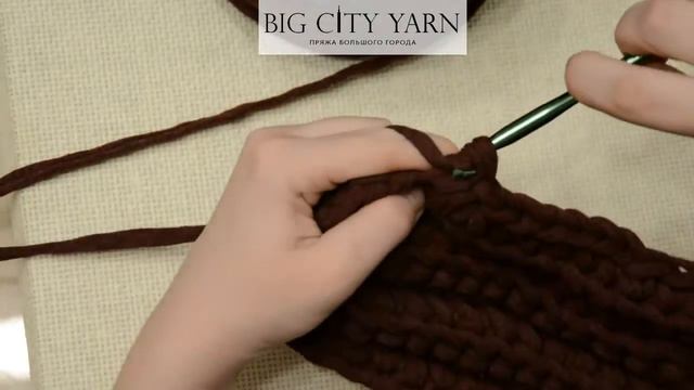 Узор поперечная резинка. Трикотажные нитки Big City Yarn. Цвет бордовый меланж.