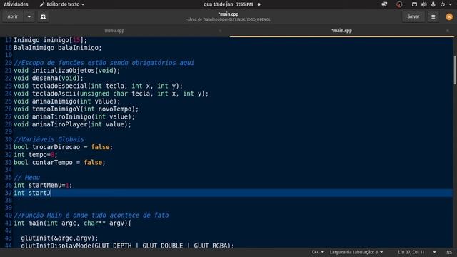 13 - MENU PRINCIPAL  (OPENGL + FREEGLUT)