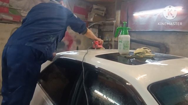 полируем авто после покраски, хороший результат!