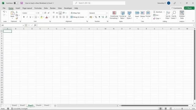 Inserting A New Worksheet In Microsoft Excel