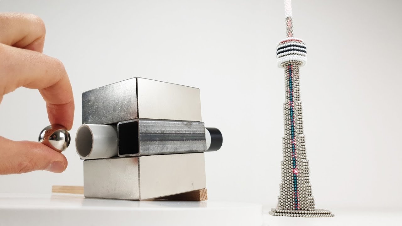 Магнитная пушка против CN Tower из магнитных шаров
