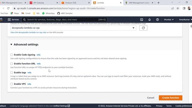 How to integrate Api Gateway, SQS and Lambda on aws Console.
