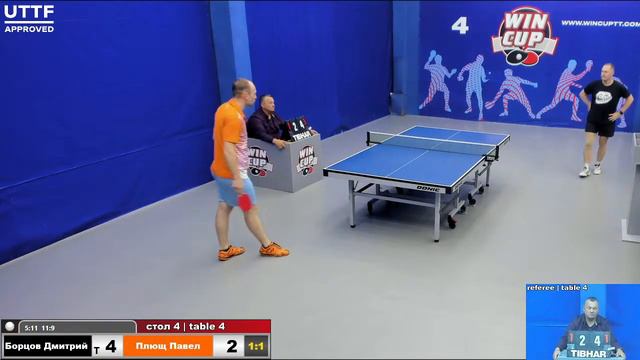 16:00 Борцов Дмитрий 2-3 Плющ Павел стол 4 Юг-3 03.06.21