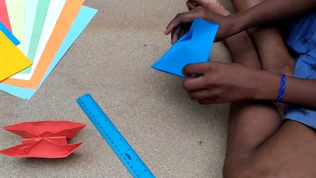 Making 100 Paper Boats   Origami Boat  Village kids life Childrens Day Special