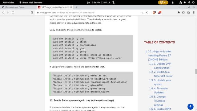 Fedora 37 Iniciando distro