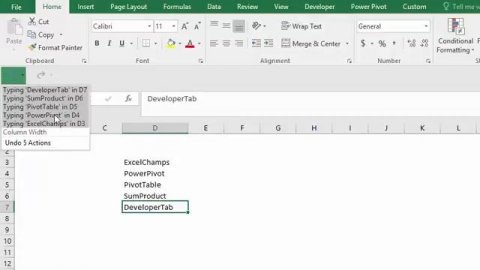 How to use Undo Redo Buttons in Excel
