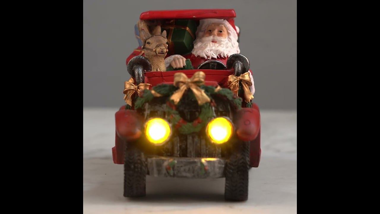 Музыкальная статуэтка Led Santa And Deer In Xmas Car 25,5 cm, Goodwill