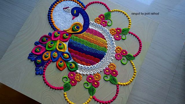 #1487 Diwali rangoli design    navratri rangoli designs   रंगोली   satisfying video