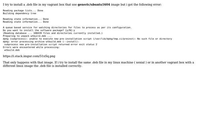 Unable to execute new pre-installation script varlibdpkgtmp.cipreinst