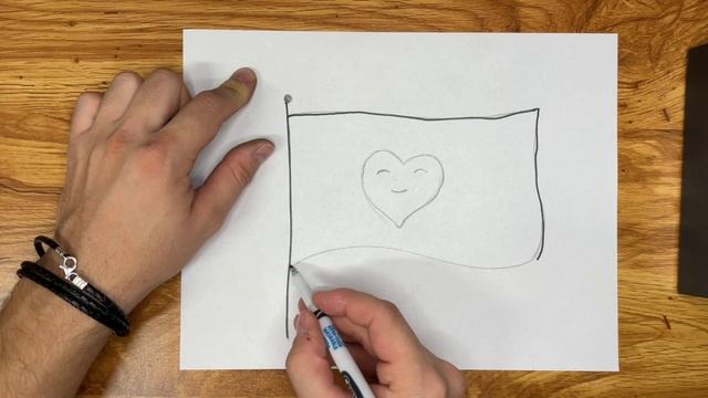 Как нарисовать Флаг Сердечко Легко / Рисуем Для Детей
