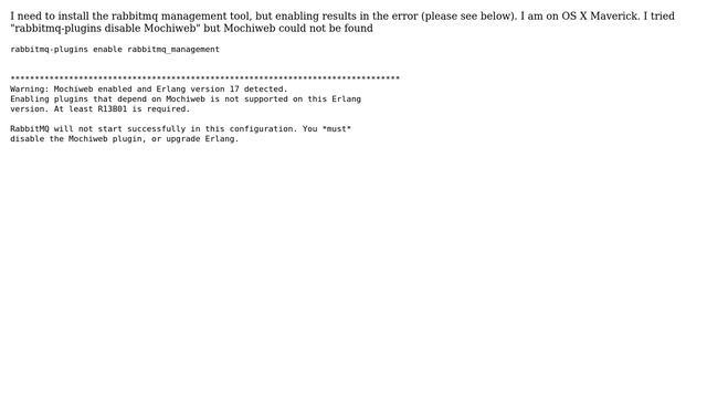 Apple: Cannot install rabbitmq management tool