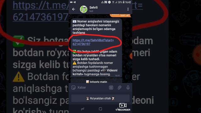 Telegramda begona odamni telefon nomerini aniqlash???.