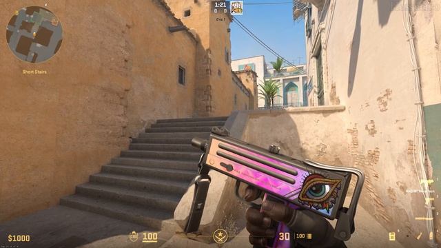 MAC-10 Disco Tech (Minimal Wear) - CS2 Skin Showcase with Ethereal Gaze (Foil) sticker