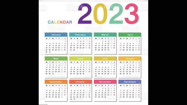 Calendar 2023 for 12 Months for Upcoming Up Next
