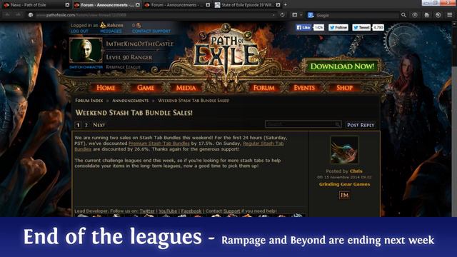 [Path of Exile] Exile News #1 (patch 1.2.4d, challenge leagues ending, podcast and more)