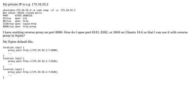 Enable Ports on Ubuntu Server - NGINX Reverse Proxy
