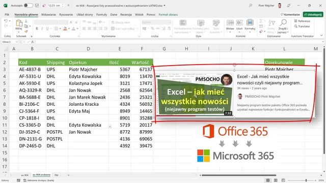 Excel - NOWOŚĆ - Rozwijane listy przeszukiwalne z autouzupełnianiem [odc.904]