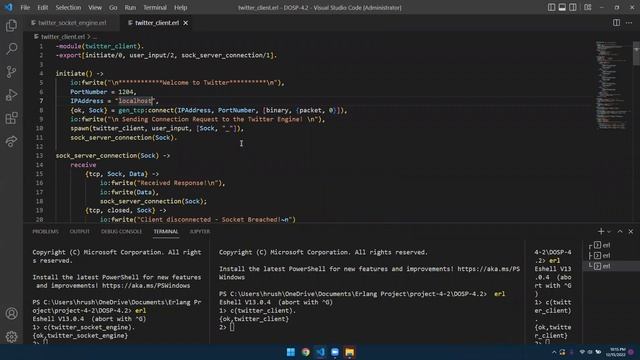 DOSP 4-2 Twitter Clone Using Erlang