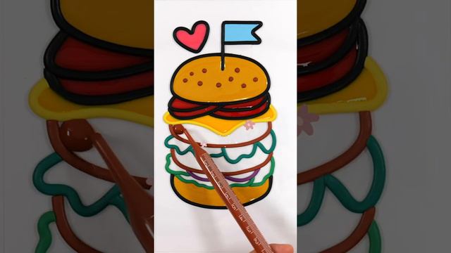 Giant Burger Jelly Painting   Satisfying art, #shorts