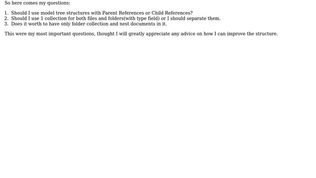 Software Engineering: Proper tree NoSQL structure with focus on full-text searching