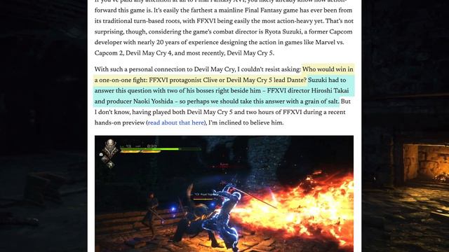 FF16's Action Director Claims - "Clive" would win against Dante in a fight // Final Fantasy 16